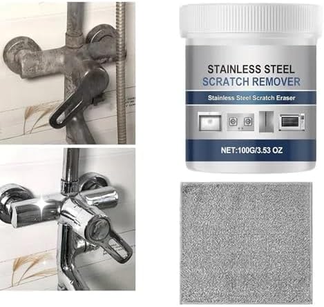 Stainless Steel Scratch Remover Kit, 50% Faster 3-Step Metal Repair and Polishing Paste for Kitchen Sink, Fridge, Oven and Appliances, All-Purpose Stainless Steel Restorer Lasting Protection (1Pcs)