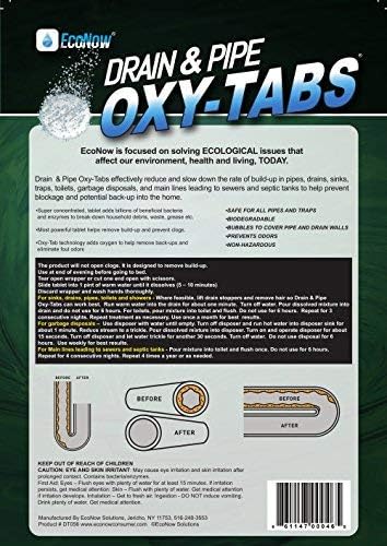 EcoNow Oxy-Tabs for Drains 100% Most Effective Drain and Pipe Cleaner in America-Eco-Friendly Clears/Cleans All Drains-Pipes-Mainlines -Tablets-Conditions-Once A Month Treatments Half the cost of Ridx