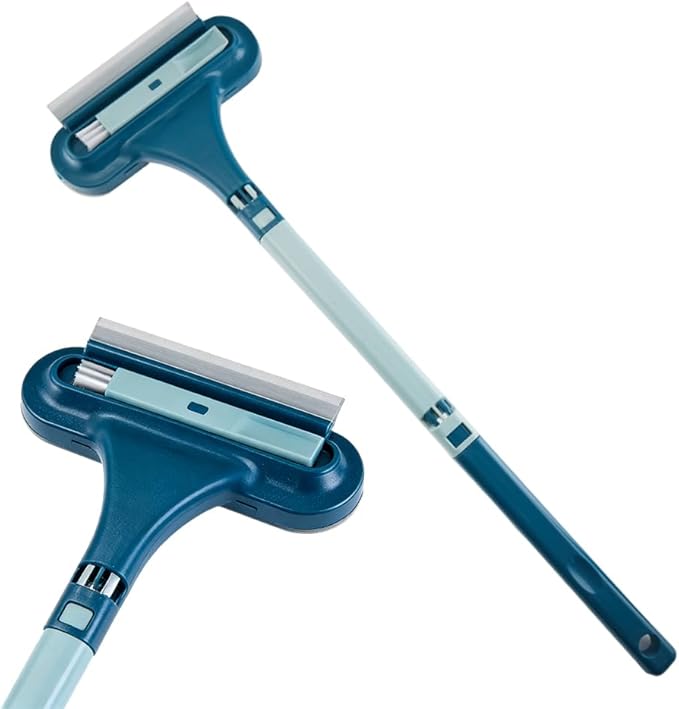Window Screen Cleaning Brush,2 in 1 Window Screen Cleaner Tool with Squeegee,Mesh Screen Cleaner,Multi-Purpose Cleaning Brush for Patio, Door, Porch Screens (Blue)