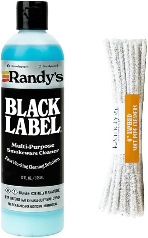 Randy's Black Label Cleaner with 6" Soft Tapered Cleaners – All-in-One Cleaning Kit for Glassware, Glasstops, Ceramic, Metal, and Hard-to-Reach Areas – Glasstop cleaning kit – 12 fl oz
