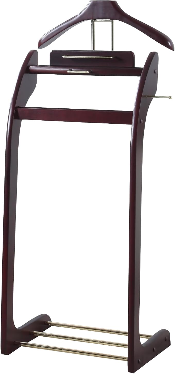 Proman Products - Windsor Executive Wardrobe Valet, Mens Valet Stand, Accessory & Clothes Organizer (Mahogany)