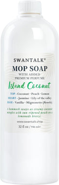 Mop Soap with Long Lasting Premium Perfume, 4X Concentrated Floor Cleaner, Multi Surface Solution for Hardwood, Tile, LVP, Laminate, Pet Friendly, 32 fl oz (Island Coconut)