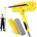 30FT High Reach Window Squeegee with Extension Pole, 2 in 1 Window Washing Kit with 6-Stage Telescopic Pole & Rotatable Head, No-Ladder Window Cleaner for High Window, Solar Panel, RV & Outdoor Glass