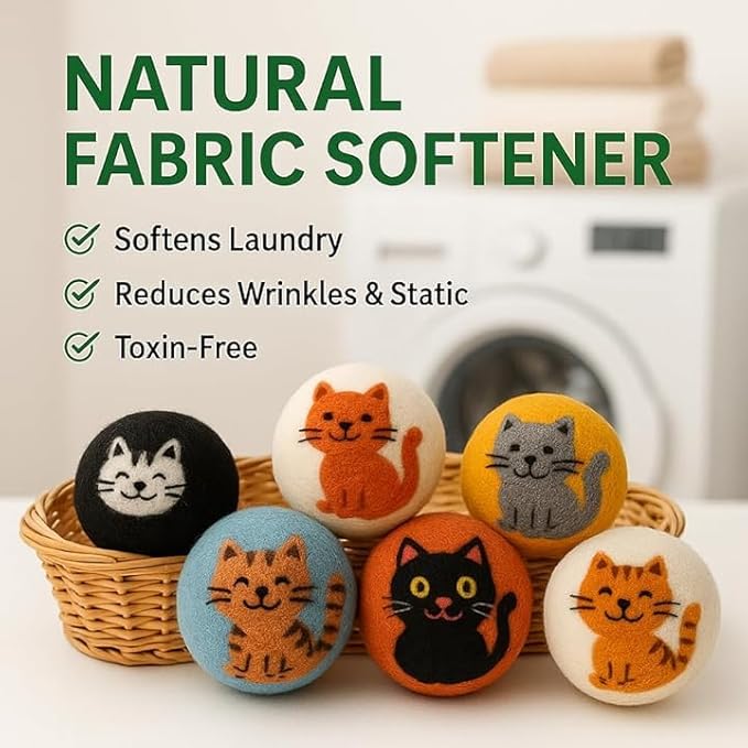 Laundry Wool Dryer Balls | Natural Fabric Softener – Reusable, Eco-Friendly, Reduces Drying Time – Wool Balls Replaces Dryer Sheets - 3 XL Pack - Laundry Balls for Dryer