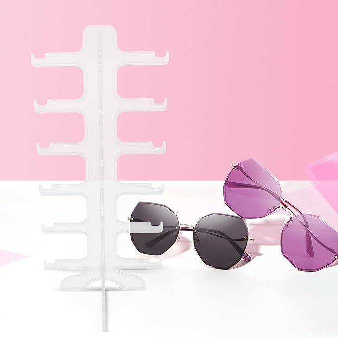 TIDTALEO 6-Tier Plastic Sunglasses Organizer Eyewear Stand Glasses Display Shelf Storage Holder for Home Desk Sunglass Rack Eyeglasses Stand