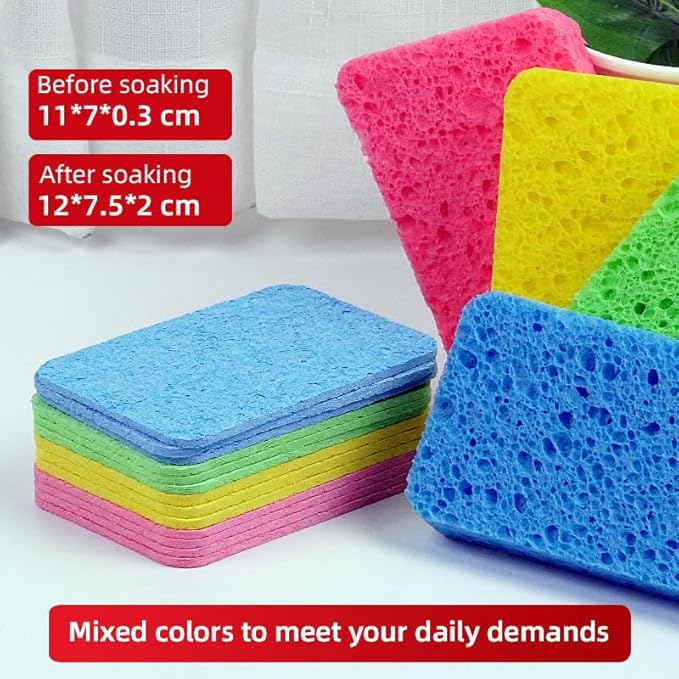 6 - Pack Non-Scratch Scrub Sponges - Sponges for Dishes and Washing Dishes, Cleaning Sponges for Kitchen Home Office, Magical 3D DIY Art and Craft Suppliers（Pink）