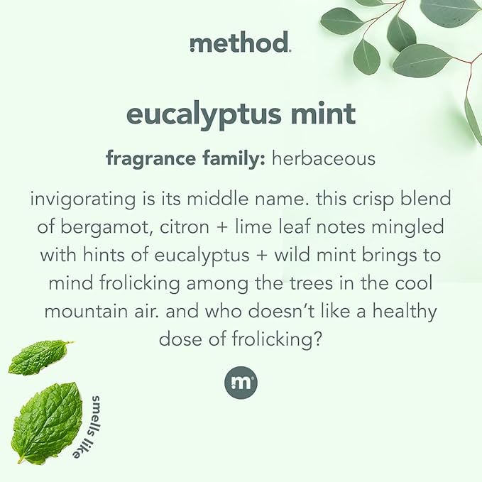 Method Daily Shower Spray Cleaner, Eucalyptus Mint, For Showers, Tile, Fixtures, Glass and Tubs, fl 28 oz (Pack of 1)