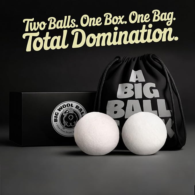 XXL 4in Wool Dryer Balls – Twice The Size of XL | 100% Organic New Zealand Wool | Shorten Drying Time | Reduce Static & Wrinkles Fast (by BigWoolBalls)