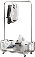 AUGMIRR Garment Rack With Storage Baskets,Clothing Rack for Hanging Clothes, Multi-functional Bedroom Clothes Rack with Wheels for Bedroom, Living Room, Easy Assembly (40inch lenght)