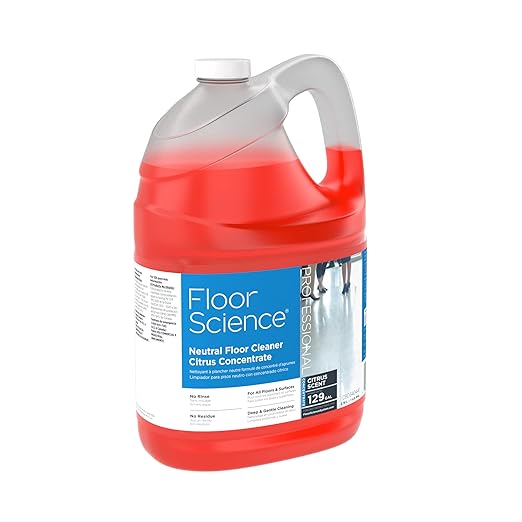 Diversey Floor Science CBD540441 Professional Neutral Floor Cleaner, Deep & Gentle Cleaning with No Residue or Rinse Required, Citrus Scent, Concentrate, 1-Gallon (Pack of 4)