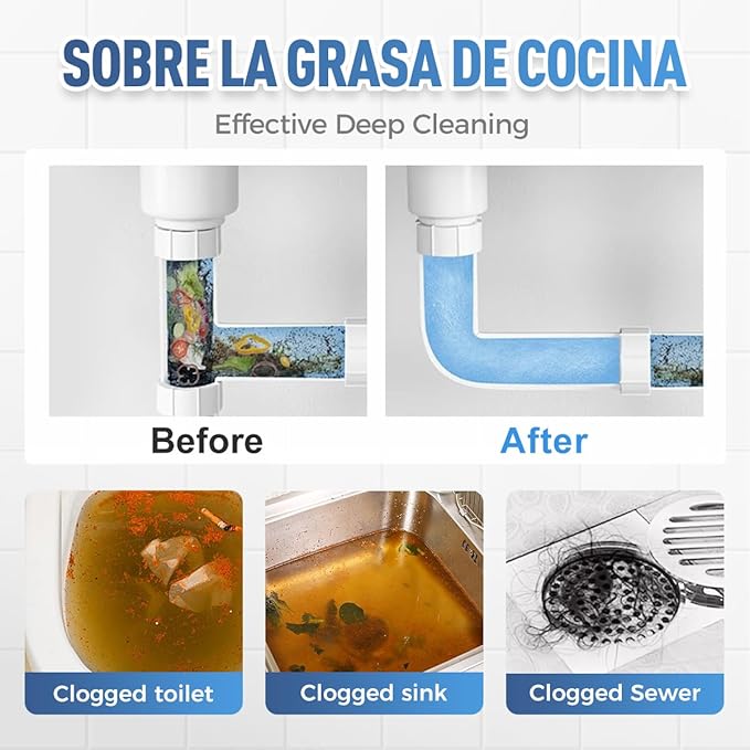 Powerful Pipe Dredging Agent, Sink Drain Cleaner for Kitchen Bathroom, Unclogging Solution for Pipes, Toilets & Showers (3)