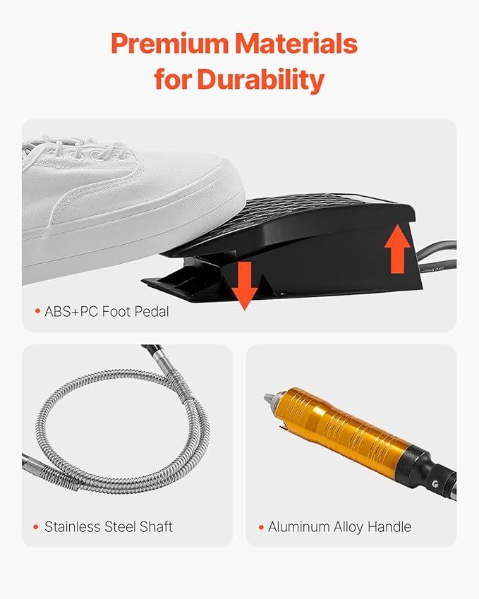 VEVOR Flex Shaft Grinder, 1000W 30,000RPM Electric Flex Shaft Rotary Tool Carver, Multi-functional Hanging Grinding Machine with 31PCS Accessories & Foot Pedal for Carving Buffing Drilling Polishing