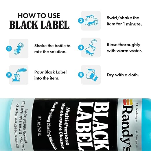 Randy's Black Label Cleaner - (12 fl oz) - Best Multipurpose Surface Cleaning Solution for Glass Tops, Metal and Ceramic Surfaces - Glass Top Cleaner for Streak-Free Finish - 1-Pack