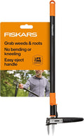 Fiskars 3-Claw Stand Up Weed Puller Tool, Gardening Weeder, Hand Weeding Tool with 39" Long Ergonomic Handle with Easy-Eject Mechanism