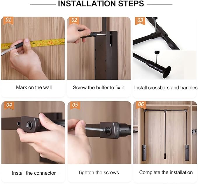 Pull Down Closet Rod for Hanging Clothes, Retractable Wardrobe Hanger for Cabinet Inside Width 26"~35", Aluminium alloy Tubing with Plastic Housing, 44 lb Weight Rating