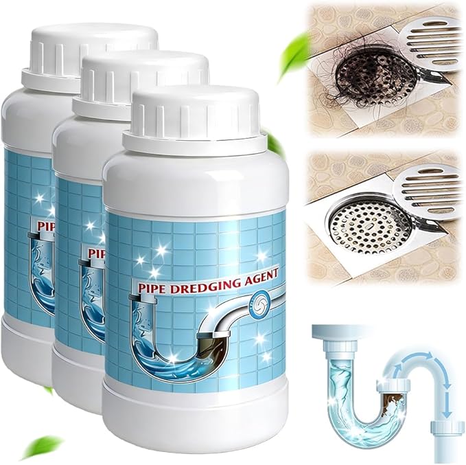 Drain Cleaner Powder, Powerful Sink Cleaner Powder Fast Foaming for Kitchen Toilet Pipeline Quick Cleaning Tool (3 Pcs)
