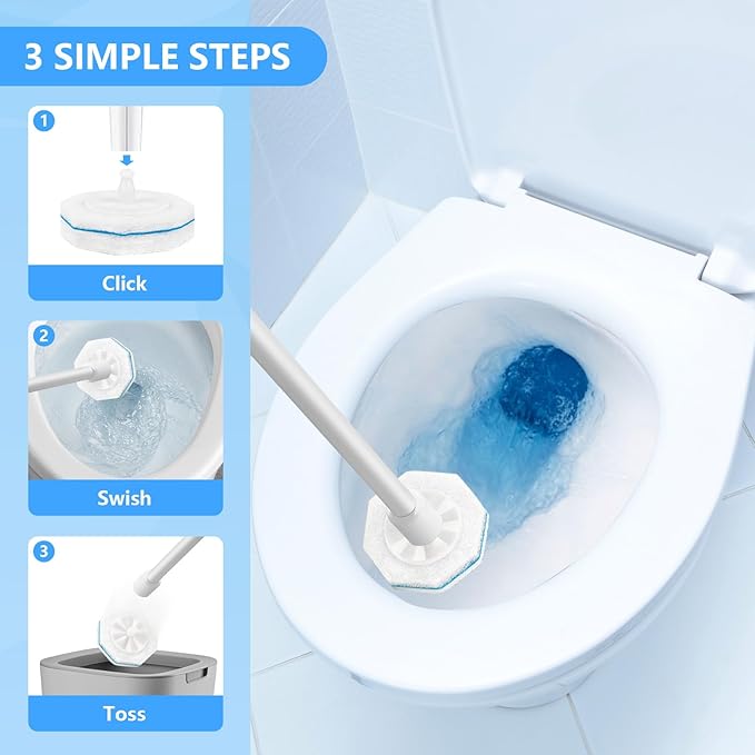 Disposable Toilet Bowl Wand Refills for Clorox, 50 Pcs - Compatible with Clorox Toilet Wand Refills, Hygienic Scrubber Heads for Bathroom Cleaning