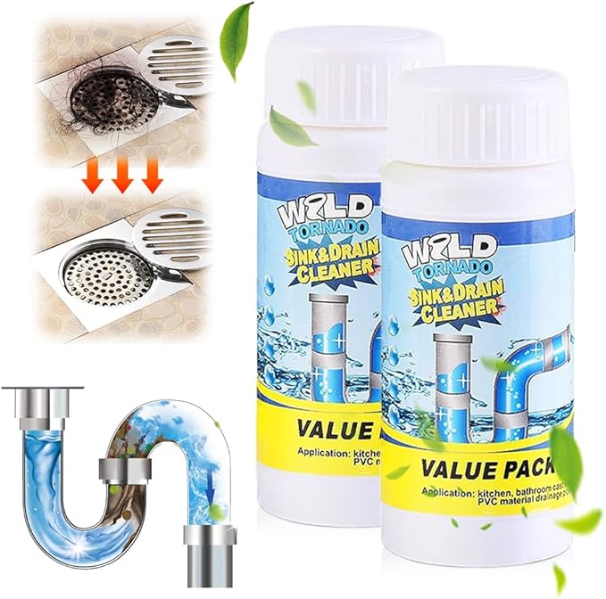 2026 New Sink Drain Cleaner, Sink and Drains Cleaner, Multi-functional Sink and Drains Cleaner Powder Cleaning, Drain Cleaner Foam Cleaner, Powerful Pipe Dredging Agent for Home Kitchen Toilet (2Pcs)
