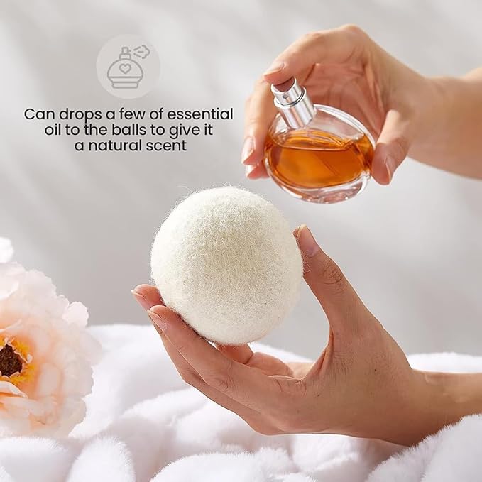 Premium Wool Dryer Balls – 6-Pack 100% Organic New Zealand Wool – Natural Fabric Softener, Hand-Felted, Reusable – Reduces Drying Time, Static & Wrinkles – Eco-Friendly Laundry Solution