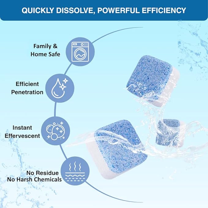 Lavender Washer Cleaner Tablets 12 Count – Septic Safe Washing Machine Cleaner & Odor Eliminator – Deep Cleaning Descaler for HE Front & Top Load Washers – Laundry Tub & Drum Cleaner