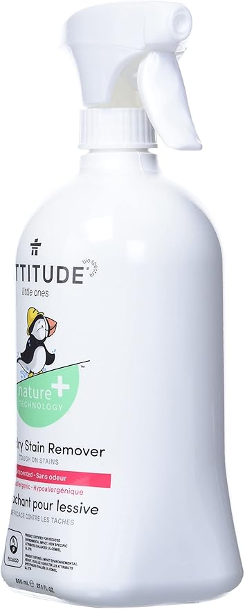 ATTITUDE Baby Laundry Stain Remover, Plant and Mineral-Based Ingredients, Vegan and Cruelty-free Household Products, Unscented, 27.1 Fl Oz