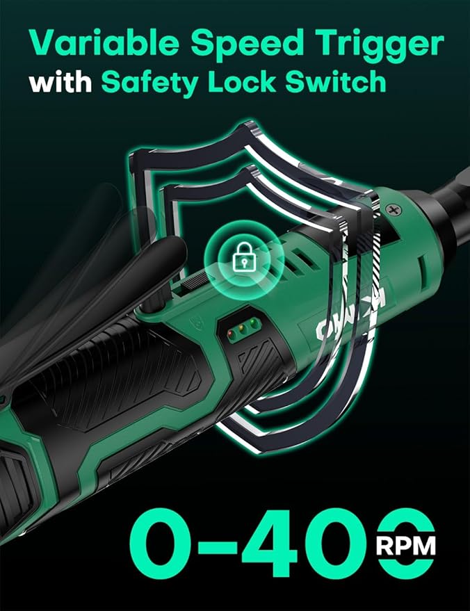 KIMO Cordless Electric Ratchet Wrench Set, 40Ft-lbs, 400RPM, 12V Cordless Ratchet Wrench 3/8" w/Variable Speed Trigger, 7Sockets, 1/4" Adapter, Forward/Reverse Switch, 2Battery Power Ratchet w/Charger