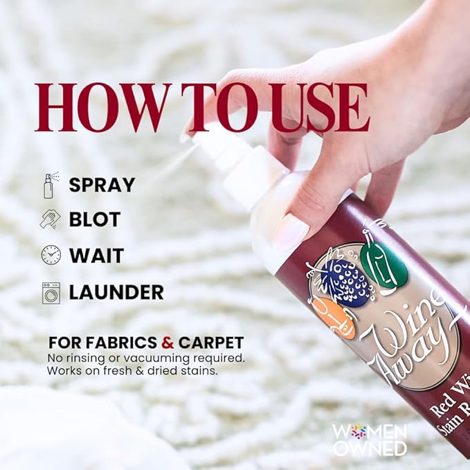 Wine Away Red Wine Stain Remover, 12oz - Removes Wine Spots, Perfect Fabric Upholstery and Carpet Cleaner Spray Solution, Spray on Stain Wash and Resolve Laundry to Vanish Stain, Citrus Scent
