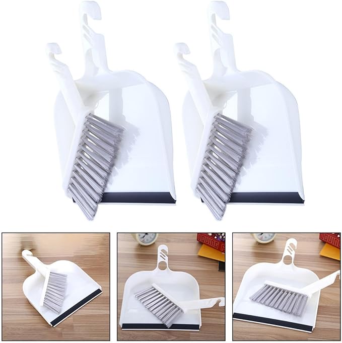 NOLITOY Mini Broom and Dustpan Set 2 Packs White Desktop Cleaning Supplies Table Sweeping Tools for Kitchen Home Office Tea Table Cleanup