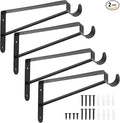 Shelf and Rod Brackets, 4 Pcs Closet Shelf & Rod Brackets Wall Mounted, Heavy Duty Closet Shelf Closet Bracket with Rods Holder, Closet Shelves Supports with Screws, Black
