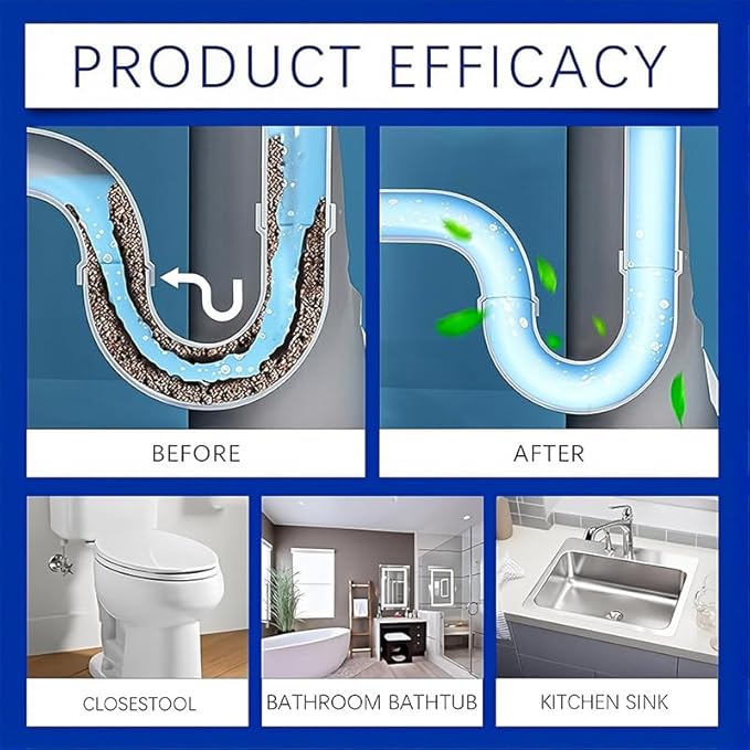 Saker Wild Sink and Drain Cleaner Powder | Rapid-Foam Fast-Acting Pipe Declogger for Kitchen, Bathroom, Toilet, Shower Drain Maintenance (2 PCS (3.88oz*2))