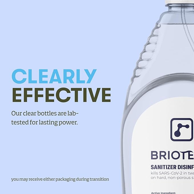 BRIOTECH Sanitizer Disinfectant Hypochlorous Spray, Kill 99.99% of Viruses & Bacteria, Control Mold, Eliminate Odor, Gentle for Nursery & Play Rooms, Food Contact Surface Sanitizer, 32 fl oz (12 Pack)