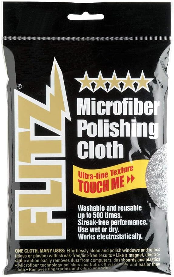 Flitz 1.76oz Metal Polish Paste + 16" x 16" Microfiber Cloth