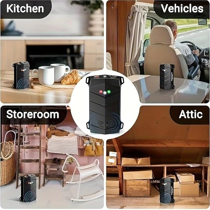 Ultrasonic Rodent Repellent for Car Engine, 1 Pack Mouse Repellent – Battery Powered Under Hood Mouse Repeller with Upgraded Flashing Strobe Light, Keep Mice Out of Car, RV, Garage, Room