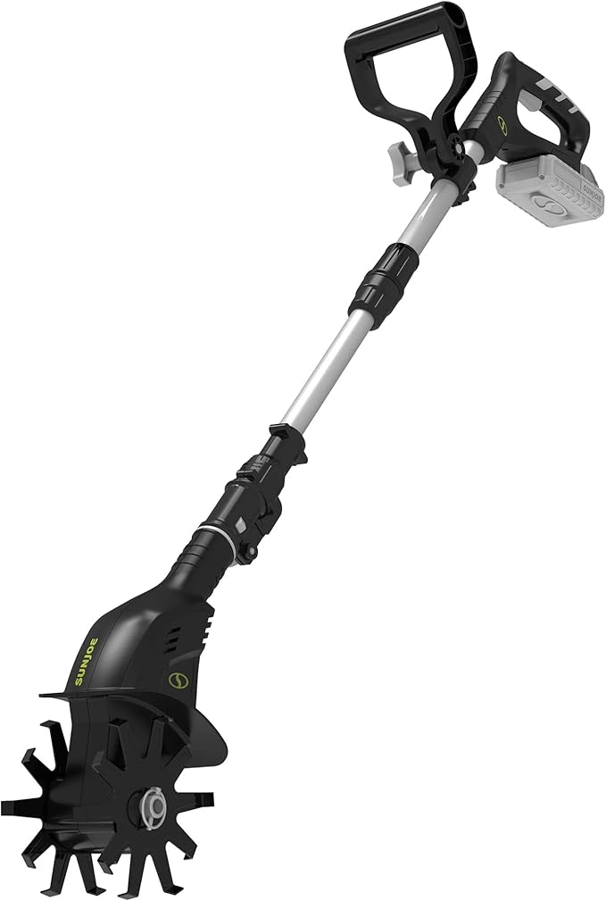 Sun Joe 24V-TLR-LTE 24-Volt Amp Cordless Garden Tiller + Cultivator, Kit (w/2.0-Ah Battery + Quick Charger)
