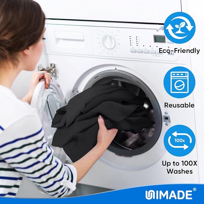 Microfiber Cleaning Cloth, 10 Pack Reusable Microfiber Towels for Cars Lint Free Cleaning Shop Towel Rags for Home Kitchen Automotive Bar Mechanic Restaurant Garage, 11.5"x 11.5", Black
