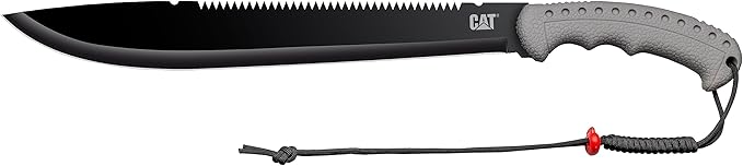 CAT Latin 21-Inch Machete with Shoulder Strap Sheath, Blade Knife with Ergonomic Comfort Tool Handle, Cut, Chop, Clear Brush, Garden, Outdoors, Camping - 980409ECT Black