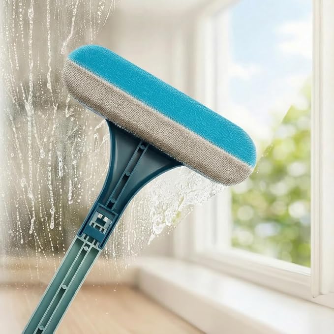 Window Screen Cleaning Brush,2 in 1 Window Screen Cleaner Tool with Squeegee,Mesh Screen Cleaner,Multi-Purpose Cleaning Brush for Patio, Door, Porch Screens (Blue)
