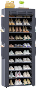OYREL Shoes Rack 10 Tier Tall Shoe Rack with Storage Pockets, Fabric Covered Shoe Racks,Metal Shoes Rack Organizer for Closets,Bedroom, Garage