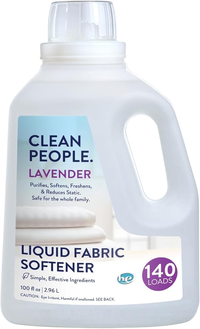 Clean People All Natural Liquid Fabric Softener - Plant-Based, Eco Friendly - Naturally Softens & Removes Static Cling - Vegan - Lavender Scented Laundry Softener - 100 fl oz - 140 loads