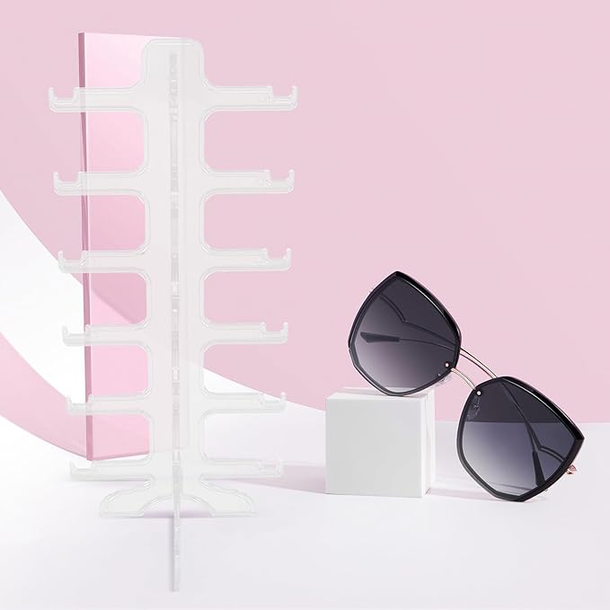 Multi-Layer Glasses Display Stand 6-Tier Plastic Sunglasses Organizer Holder Eyewear Rack for Desktop Home Storage