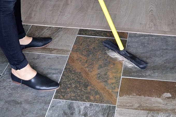 FURemover Original Pet Hair Rubber Broom with Squeegee, with 58” Telescopic Handle for Carpet, Tile and Hardwood and Handheld Lint Brush Combo