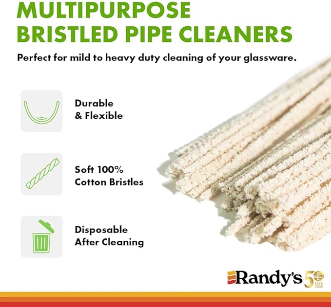 Randy's Black Label Cleaner with 44 Tapered Bristle Pipe Cleaners – All-in-One Cleaning Kit for Glassware, Glasstops, Ceramic, Metal, and Hard-to-Reach Areas – Glasstop cleaning kit – 12 fl oz