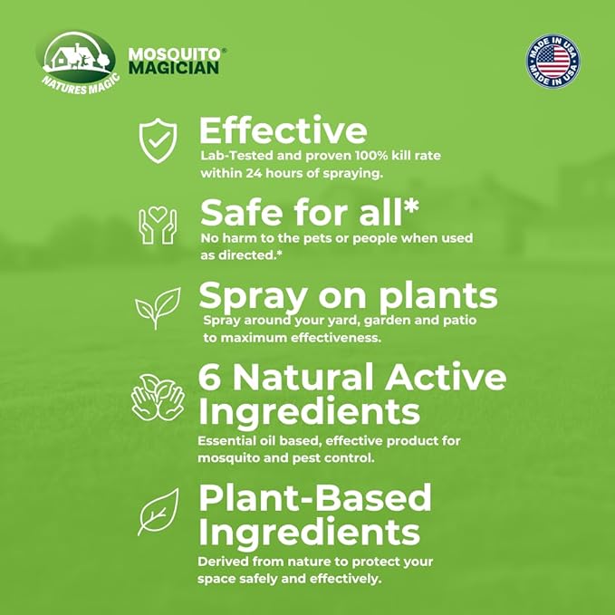 Mosquito Magician Indoor and Outdoor Spray - Use for Carpet, Furniture, Bedding, Couches & Pets – Plant-Sourced with Essential Oil – Mint, 32 OZ