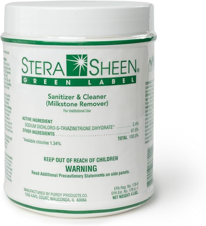 Stera Sheen 4lb Green Label Ice Machine & Ice Maker Cleaner + Sanitizer - Milkstone Remover & Descaler for Scotsman, Soft Serve Equipment, Food-Contact Surface - Restaurant-Grade (1 Pack)