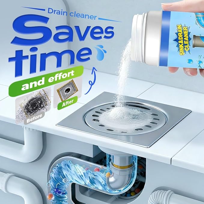 Sink and Drain Cleaner Powder, 2026 New Multi-functional Pipeline Dredging Agent Sink Drain Cleaning Powder for Kitchen,Bathroom,Toilet,Pipe Maintenance (1)