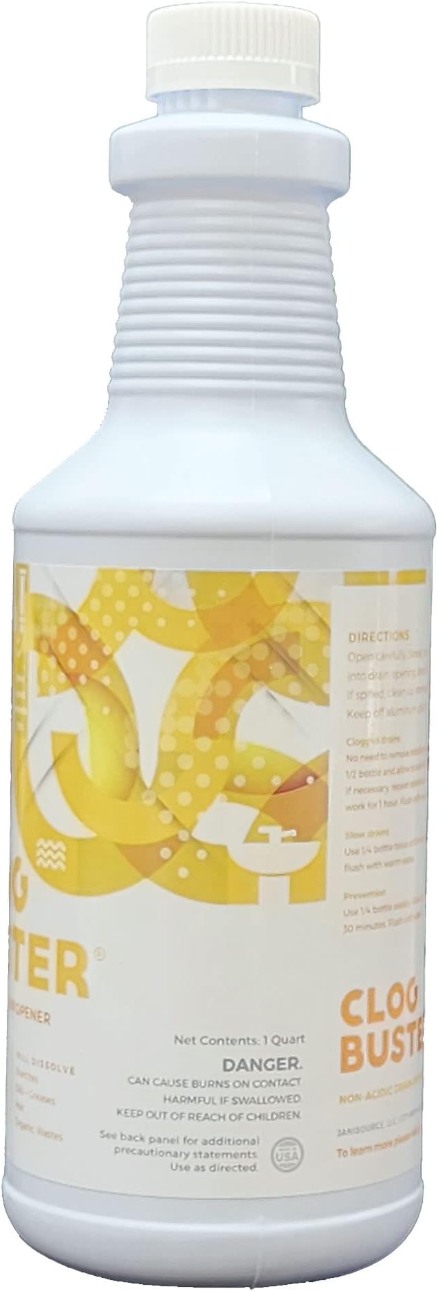 ClogBuster Non-Acidic Liquid Drain Opener and Clog Remover, Commercial Grade, Case of 12 Quarts…