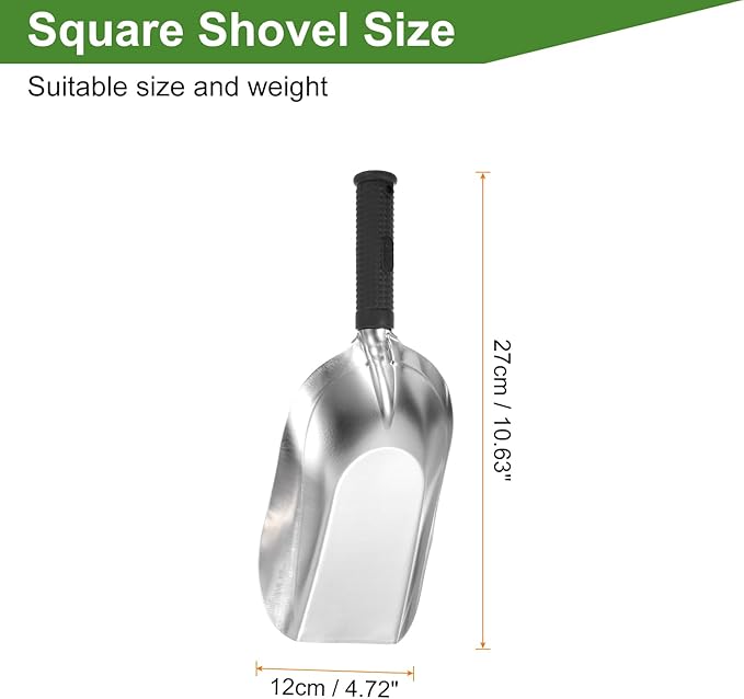 HARFINGTON Garden Hand Shovel 11.8" x 4.5" Stainless Steel Square Shovel Hand Trowel Gardening Tools for Transplanting Weeding Digging Planting
