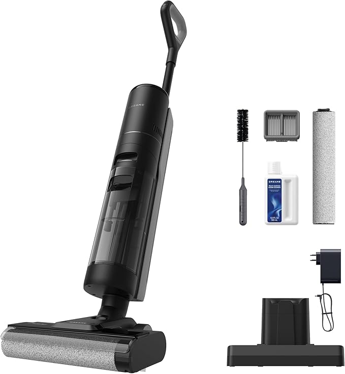 DREAME H12S Cordless Vacuum Mop, Vacuum and Mop at The Same Time, Wet Dry Vacuum for Hard Floors, Edge Cleaning, Hot Air Drying, Smart Floor Cleaner Machine Great for Sticky Messes on Multi-Surfaces