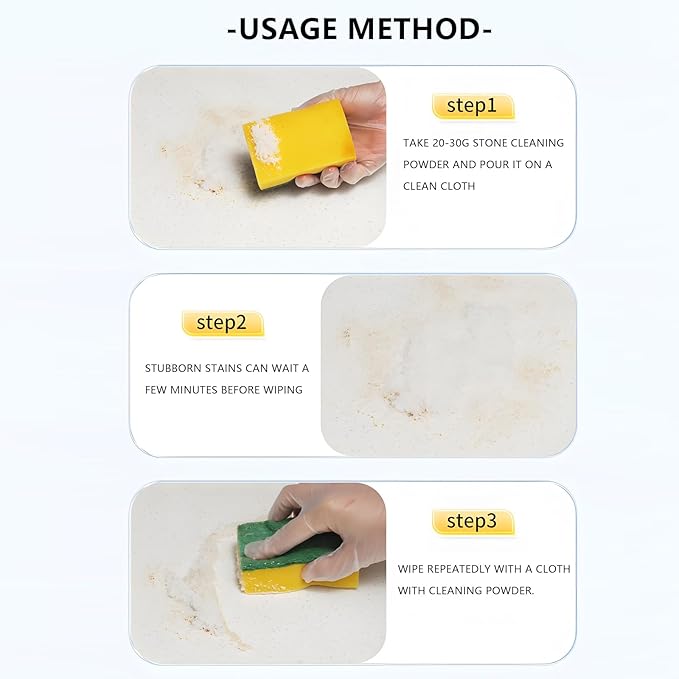 Marble Cleaner, Granite Countertop Cleaner, Marble Polishing Powder, Watermarks Remover, Spot Polish Water Stains, Rings or Etches, Stain Remover For Marble, Granite, Stone, Quartz (8 Ounces)