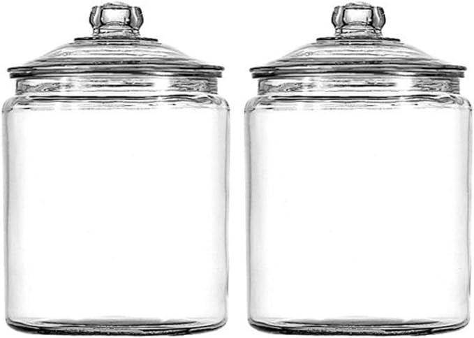 Anchor Hocking Heritage Hill 1 Gallon Glass Jar with Lid, Set of 2